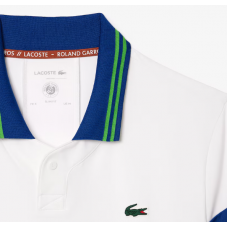 CAMISA LACOSTE POLO ROLAND GARROS MEDVEDEV - BRANCO/AZUL/VERDE